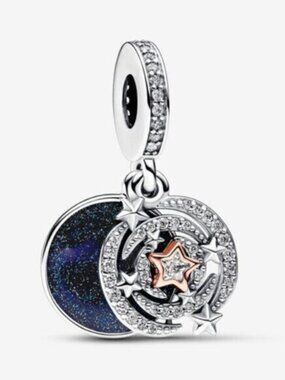 Pandora Two-tone Shooting Star Double Dangle Charm